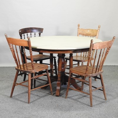 Lot 66 - A pine and painted circular dining table