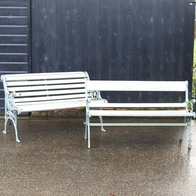 Lot 17 - A cast iron and slatted wooden garden bench