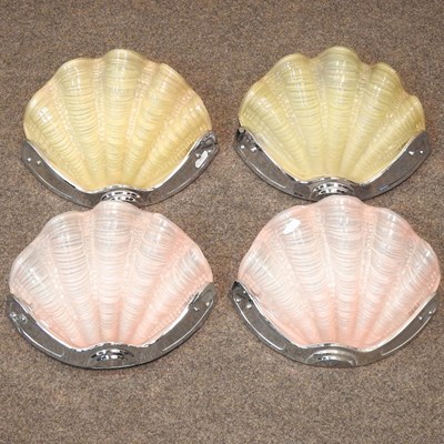 Lot 196 - A pair of Art Deco pink glass wall lights
