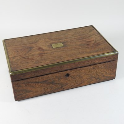 Lot 178 - A 19th century rosewood and brass bound writing slope
