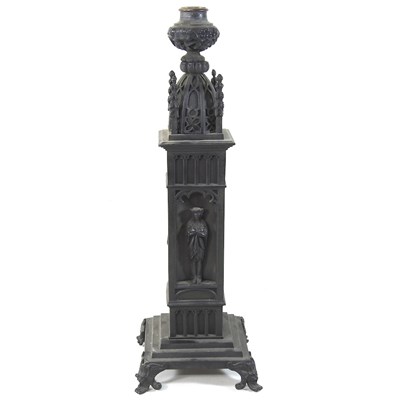 Lot 276 - A 19th century cast bronze architectural lamp base