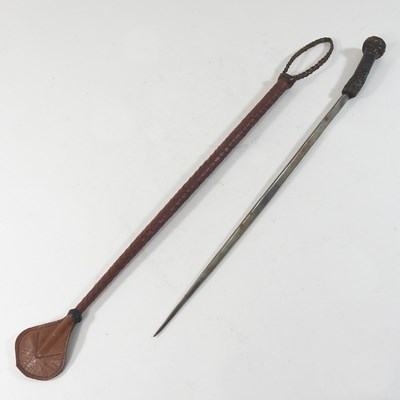 Lot 267 - A braided leather horse riding crop
