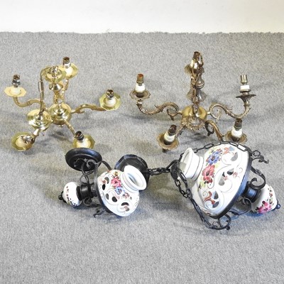 Lot 425 - A brass chandelier