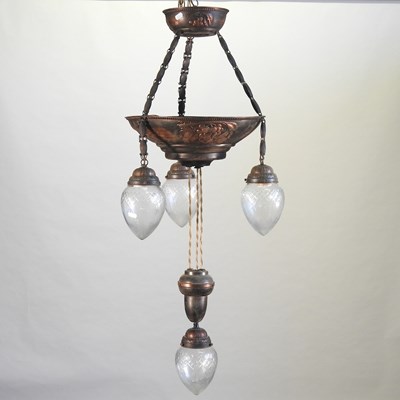 Lot 73 - An ornate early 20th century gilt metal pendant ceiling light