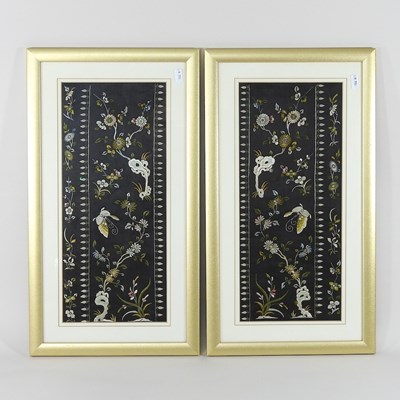 Lot 289 - A pair of Chinese silk embroidered sleeve cuffs