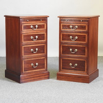 Lot 575 - A pair of hardwood bedside chests