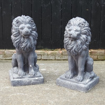 Lot 357 - A pair of garden lions