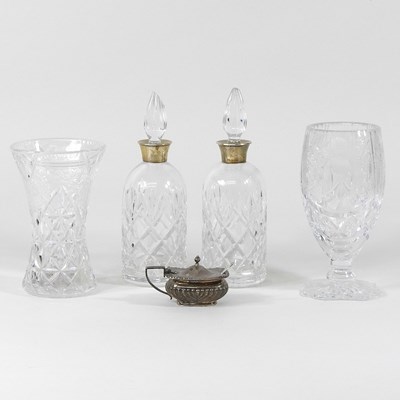 Lot 72 - A pair of silver and cut glass decanters