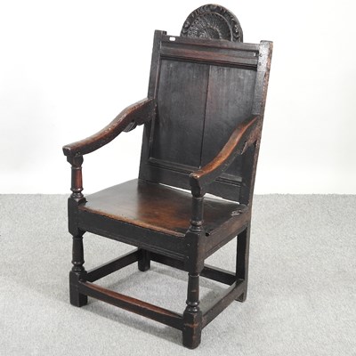 Lot 520 - An 18th century oak wainscot chair