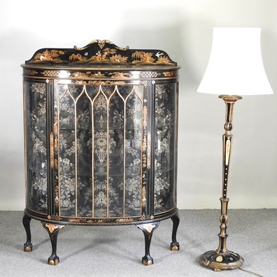 Lot 650 - A 1920's display cabinet and lamp
