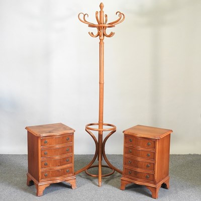Lot 439 - A pair of bedside chests and a hat stand