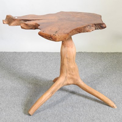 Lot 607 - A yew wood tripod table