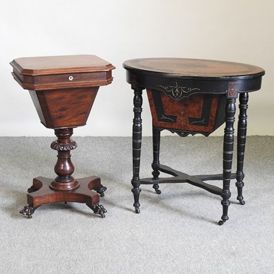 Lot 636 - A Victorian amboyna and ebonised work table