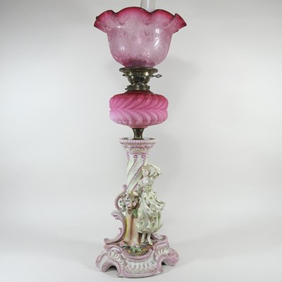 Lot 29 - A 19th century continental figural oil lamp