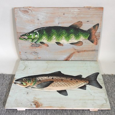 Lot 526 - English school, fish, oil on panel