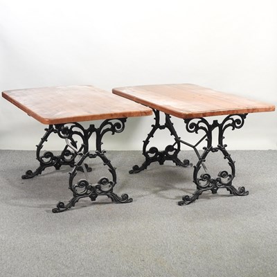 Lot 315 - A pair of stained pine tables